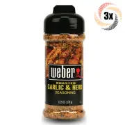 3x Shakers Weber Roasted Garlic & Herb Seasoning | 6.25oz | Gluten & MSG Free