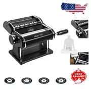 Classic Black Pasta Machine with Cutter, Hand Crank, and 10 Thickness Settings