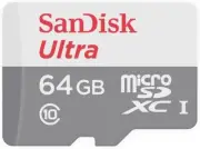 SanDisk Ultra 64GB microSDXC UHS-I Card with Adapter, Grey/Red