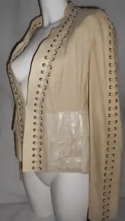 New Emilio Pucci beige 100% lambskin jacket IT44 RRP 3500€