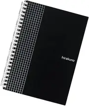 Lihit Lab N1673-24 Hirakuno A5S Twist Notebook, 24 Holes, Thin, Grid Ruled, Leaf, Black