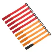 10 Pcs Battery Tie Down Straps, 0.8" x 8" Orange/Red Nylon Hook Loop Strap