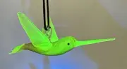 Handblown UV Reactive Hanging Hummingbird Figurine Borosilicate Art Glass Decor