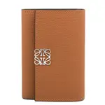 LOEWE 經典雕花 三摺短夾 (棕褐) ANAGRAM SMALL VERTICAL WALLET