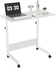 FCH Portable Computer Workstation, Standing Desk Adjustable Height, Small Computer Desk w/Rolling, Sit Stand Laptop Desk TV Tray for Bed Sofa Hospital Reading Eating, White, 31.5"