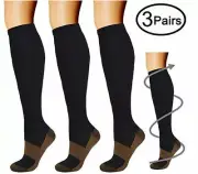 Best Graduated Compression Socks (1-3 Pairs) Black S-XL 15-20mmHg Men's Women's