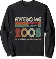 [X.Style] 15 Years Old Awesome 2008 Retro 15th Birthday Decoration Sweatshirt ds437 Sweater (S) Black