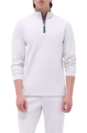 Bugatchi Quarter Zip Performance Pullover in Chalk at Nordstrom, Size Large