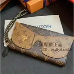 二手 LV SHADES 貓眼形 太陽眼鏡裝飾 拼色 ㄇ字 拉鍊 長夾 手拿包 M68796