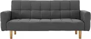 [Sarantino] 3 Seater Modular Linen Fabric Sofa Bed Couch Armrest Furniture Dark Grey