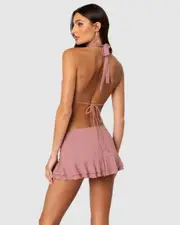 EDIKTED Womens Kobi Open Back Top MAUVE