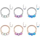 1Pc Surgical Steel Hinged Segment Ring with Opal 16G Nose Hoop Cartilage Earring
