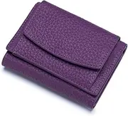 [SKUZA] Wallet,Card Bag,Women Wallet RFID Protect Female Leather Coin Bag Lady Candy Colors Mini Purse Japanese Style Short Wallet Card Holder (Color : Green) (Purple) (Color : Purple)