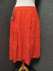 Oasis Lace Midi Skirt Red UK 12 RRP £60 LN121 DD 10
