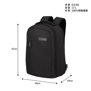 Samsonite新秀麗 筆電後背包/電腦包/雙肩包14吋Roader輕量商務抗菌休閒多功能(黑色)