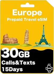 Orange Spain Prepaid eSIM - Unlimited Data in Spain, 30GB EU Roaming, 100 Min Calls, 15 Days Service, 5G Speed