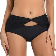 [Seagoo] Womens High Waisted Bikini Bottoms with Bow Tummy Control Full Coverage Bathing Suit Bottom