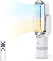 [USOR] 2 in1 Cooler Bladeless Fan 66.5cm Cooling Heating Portable Tower Fans Remote Control LED Oscillating 8H Timer 10 Speeds Cooler 3 Speeds Heater Low Noise Airflow Fan for Bedroom Living Room Office