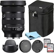 Sigma 24-70mm f2.8 Art Compatible with Sony – E Mount Lens with Travel Case, Lens Caps,2X 64GB Memory Card, Lens Hood and Strap – Mirrorless Camera E-Mount Ideal for Travel, Professional Use, BLACK