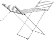 Devanti Heated Towel Rail, Aluminium Electric Towels Rack Warmer Clothes Rails Airer Drying Racks Bathroom Holder Wall Mounted Free Standing Clothe Heater Dryer, 220W 3 Min 40-50°C 18 Rods Silver