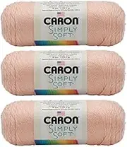 Caron Simply Soft 3-Pack Yarn, 3oz, Gauge 4 Medium Worsted, 100% Acrylic - Light Country Peach - Machine Wash & Dry