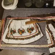 Terry Tea Apron Set (2) Gold Orange Brown Pears apple lemon lime