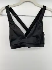 Victoria's Secret Sport Bra Crisscross Size L Shiny Black Gym Yoga Top