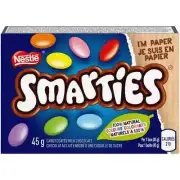 NESTLE SMARTIES CHOCOLATE FULL SIZE BOX MADE IN CANADA - 4x 45g SECURE SHIP