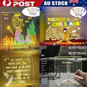 LED Note Board With 7 Colors Pen Acrylic Dry Erase Board With Light Light Up NEW