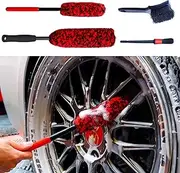 Epzia 4-Piece Car Cleaning Kit, 45cm Long Handle Scratch-Free Car Wash Brush Set with Synthetic Woolies, Detailing Brush & Tire Brush, car accessories，Metal-Free Automotive Car Detailing Tools