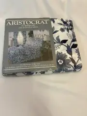 Aristocrat Springmaid Vintage Queen Flat Sheet Blue White Floral NEW Cottage USA