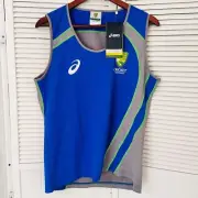 Authentic ASICS Cricket Australia Women's Training Singlet Size 16 Blue/Grey NEW