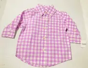 NWT Carter’s lavender white plaid long sleeve button down shirt 3M
