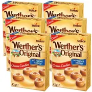 Werther's Original Cream Candies No Added Sugar 42g Pack 6