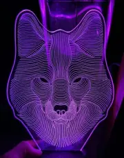 Illusion 3D Great Wolf Head Night Touch Table Top Color Changing Light Desk Ti1