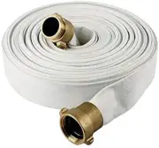 Fire Hose, White, 1-1/2" ID X 100 FT, 500 PSI Burst Pressure, M X F NST Brass Co