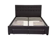 King Maria Fabric Bed Frame Base with Storage Drawer-Charcoal
