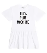 [Moschino Kids] Moschino Kids Logo cotton jersey dress Y 4 white