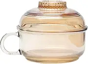 1Pc Glass Ramen Bowl with Cover Lid and Handle Food Serving Bowl Soup Bowl Instant Noodle Bowl for Instant Noodles Ramen (Color : Coffee)