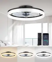 Ceiling Fans with Lights and Remote, 20" Fandelier Ceiling Fan Flush Mount, 3000