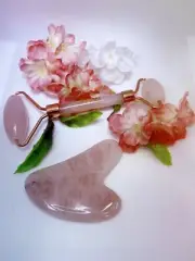 Jade Facial Roller Gua Sha Massager Anti Aging Face Body Skin Care Rose Quartz
