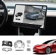 Bomely Fit 2017-2023 Tesla Model 3 Model Y Screen Swivel Mount Center Console Navigation Original Silver Screen Rotating Holder for Model Y Model 3 2022 Accessories (Upgrade-Four Directions)
