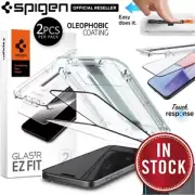 For iPhone 15/ Pro/ Max/ Plus Screen Protector SPIGEN EZ Fit Full Cover Glass 2P