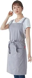[TTYAO REII] Cotton Kitchen Cooking Apron Women Japanese Art Chef Apron with Pockets for Baking Painting Gardening