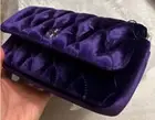 Tory Burch Kira Chevron velvet mini top handle chain wallet Deep Chariote