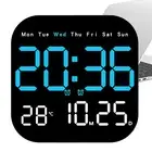Square LED Large Digital Wall Clock Remote Control Temperature Date Week Display