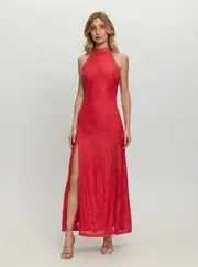 GUESS Women's Red Breeze Geo Lace Maxi Dress in Pink Size: XS, Polyamide