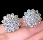 Star DAHLIA Mothers Day FLOWER Rhinestone Snowflake Betsey Johnson Earrings