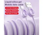 Data Cable 2-in-1 DC5V 2.5A Type-C Data Transmission Fast Charger Cord Wire for Android Mobile Phone - Purple