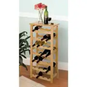 Cute Little Wine Shelf With Natural Finish Holds 28 Bottles Home Bar Organizer